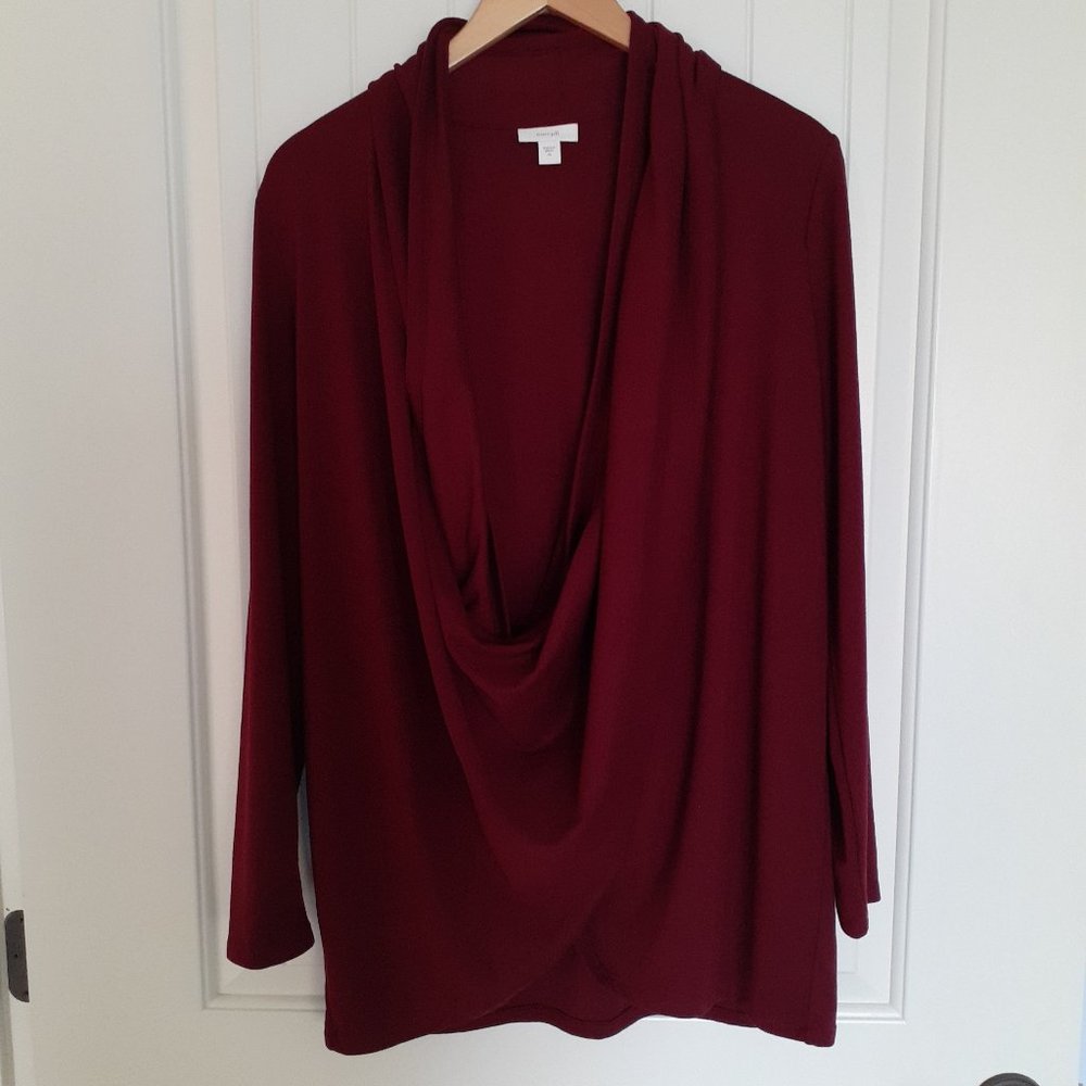 J. Jill Pure Jill Draped Two Way Cardigan in Bordeaux Red Size M